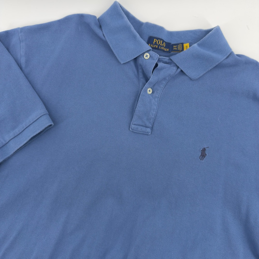 Polo Ralph Lauren Mens 2XLT Blue Short Sleeve Pique Pony Logo Polo Shirt